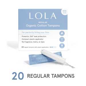 萝拉Organic Cotton Tampons w/ Applicator, Regular - 20ct