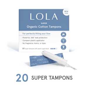 萝拉Organic Cotton Tampons w/ Applicator, Super - 20ct